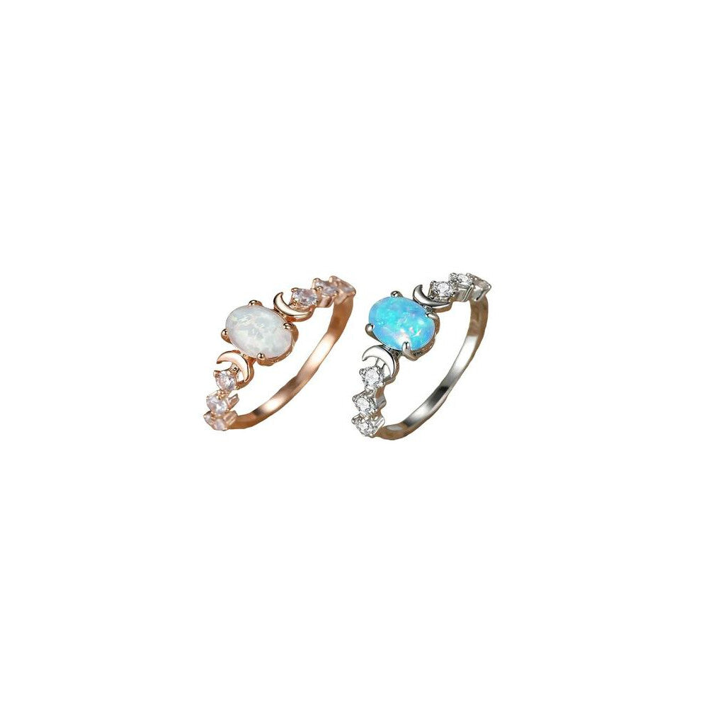 (Rose Gold*1 pc+Silver*1 pc, 5) Summer Oval Shaped Artificial Gemstone & Rhinestone Decorated Statement Ring, Gifts for Her, Wedding & Engagement Jewe