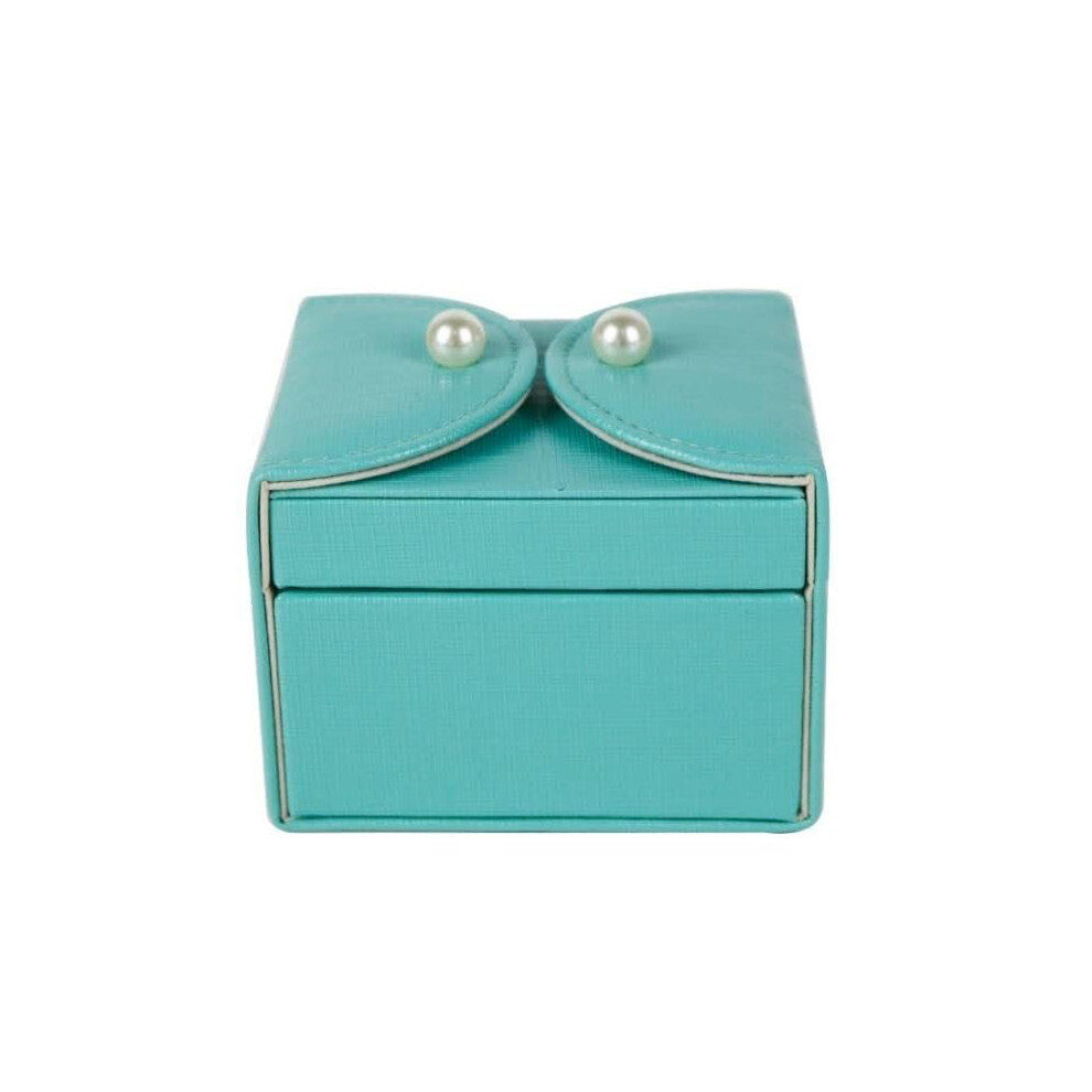 Small Jewellery Box, 2-Layer Organiser for Earrings and Necklaces, Portable Green Storage Case, 10 x 9 x 7 cm