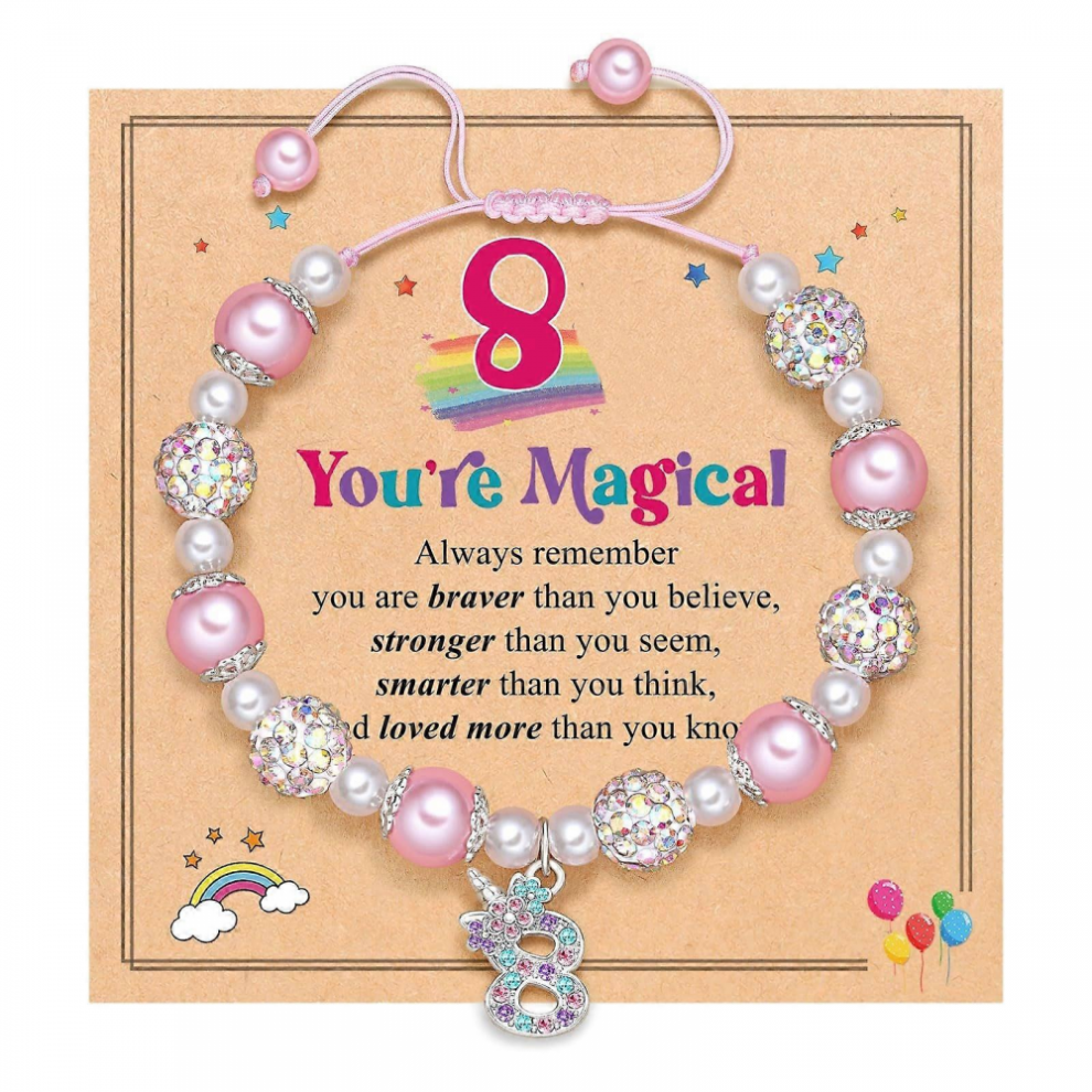 Playful Rainbow Beaded Bracelet Chic Girls Unicorns Bracelet Sparkling Beaded Wristband Jewelry Birthday Present