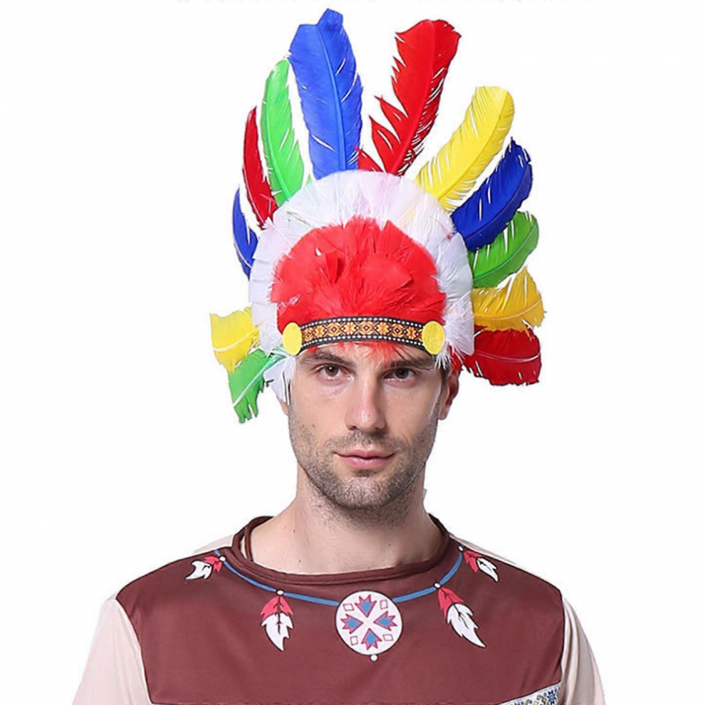 Native American Headband Indian Costume Accessories Ethnic Jewelry Accessories Feather Headdress for Masquerades Color feather head j