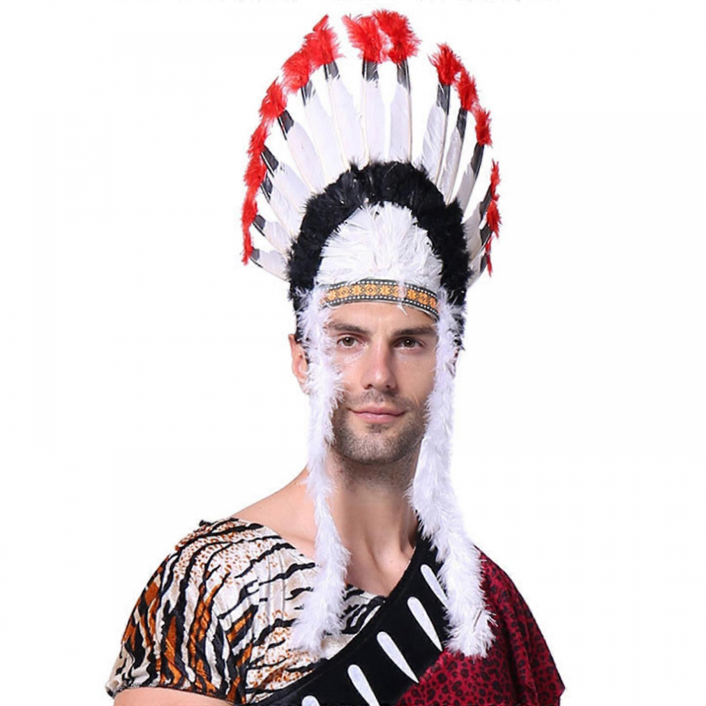Native American Chief Headdress Indian Costume Feather Hair Dress Headpiece Headband Accessories for Adults and Kids Feather head jewel