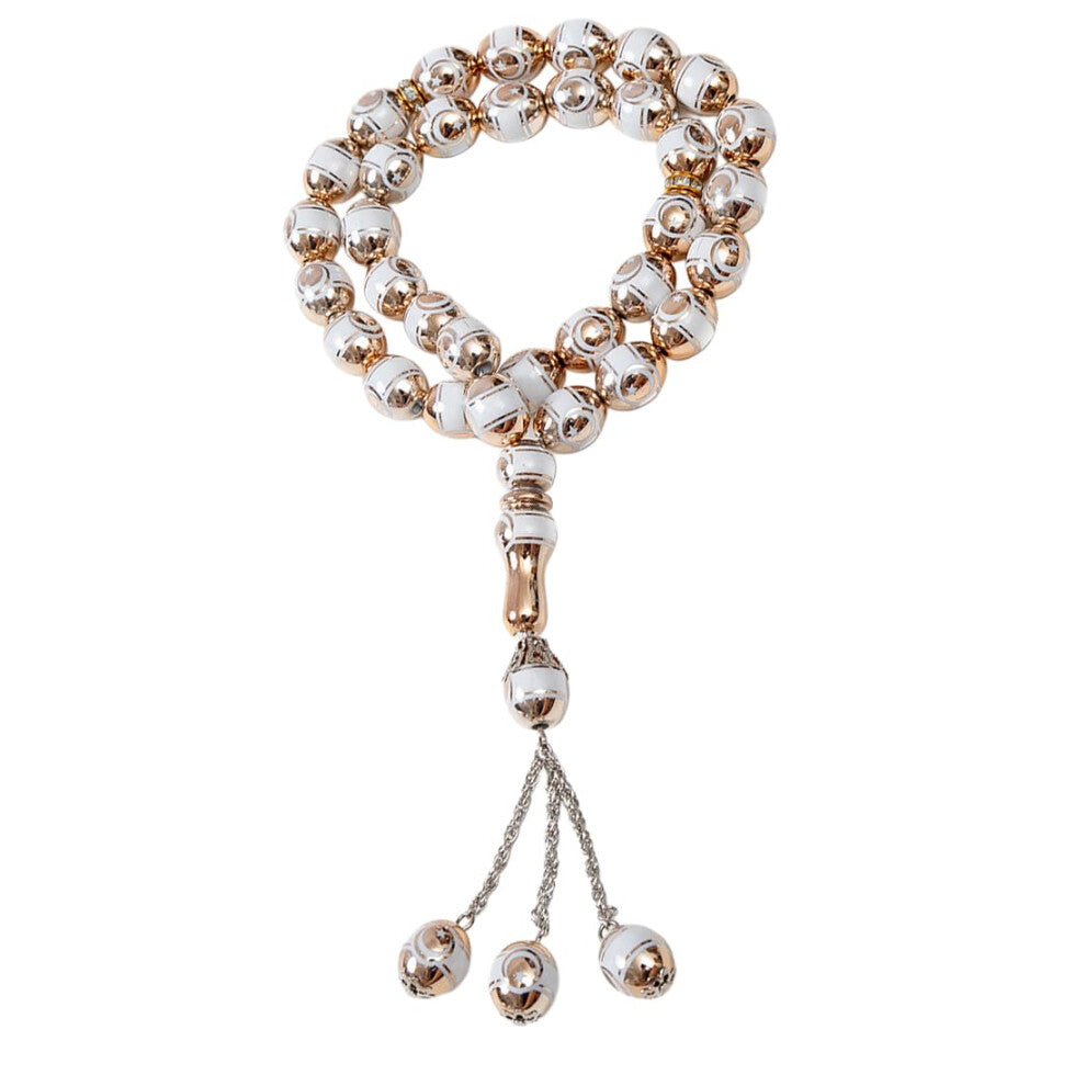 Islamic Rosary Beads 1 x Muslim Prayer Necklace White Bead Worship Accessories for Men and Women