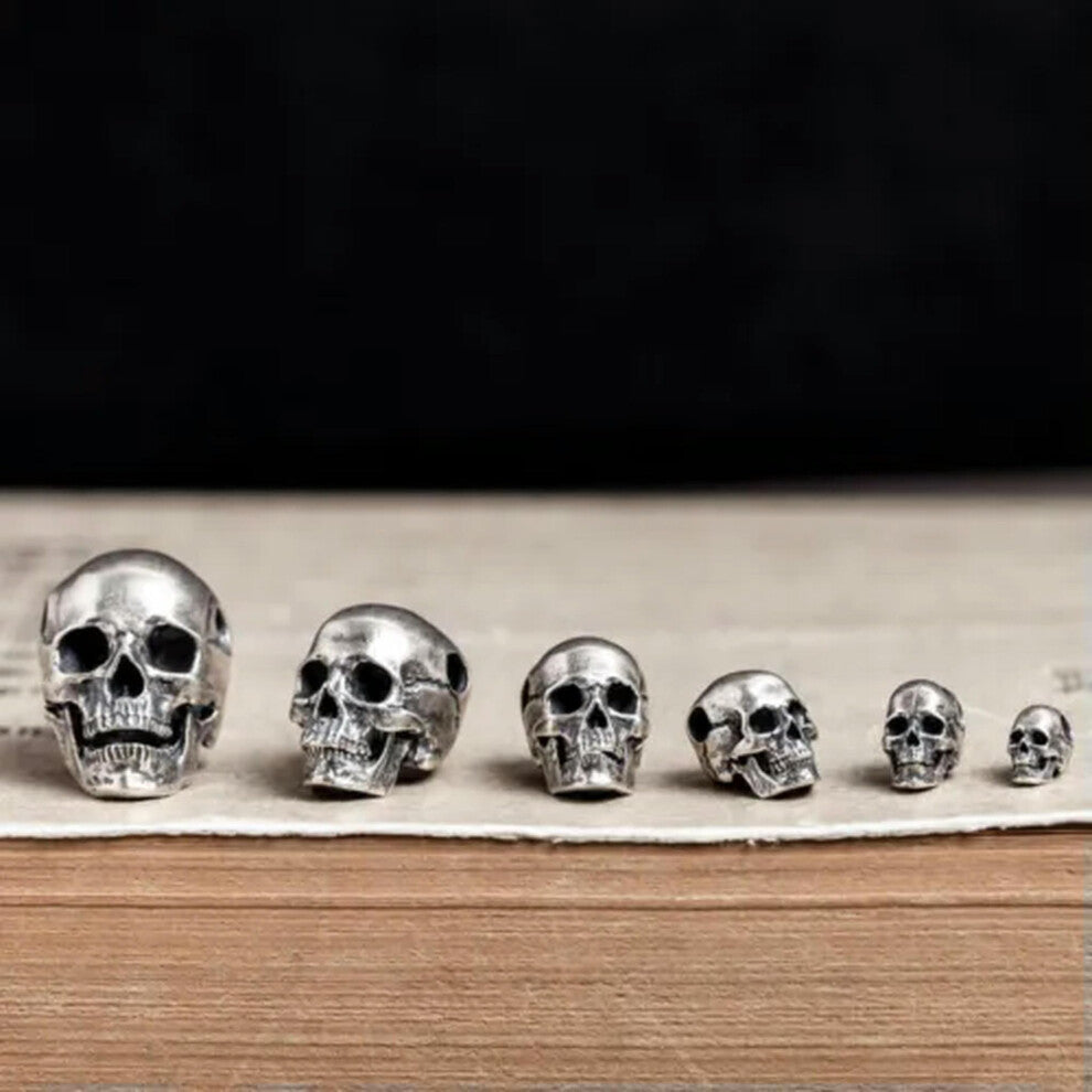 Skull Skeleton Biker Charm Pendant in Sterling Silver for Men and Women, 14.4 x 15.9 mm, A2119-D