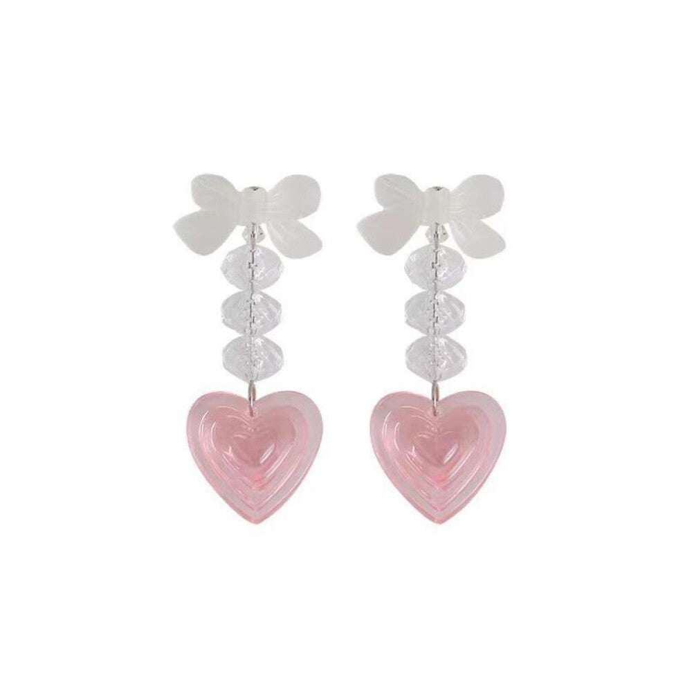 Boucles d'oreilles pendantes en cristal avec nœud en forme de cœur, bijoux tendance