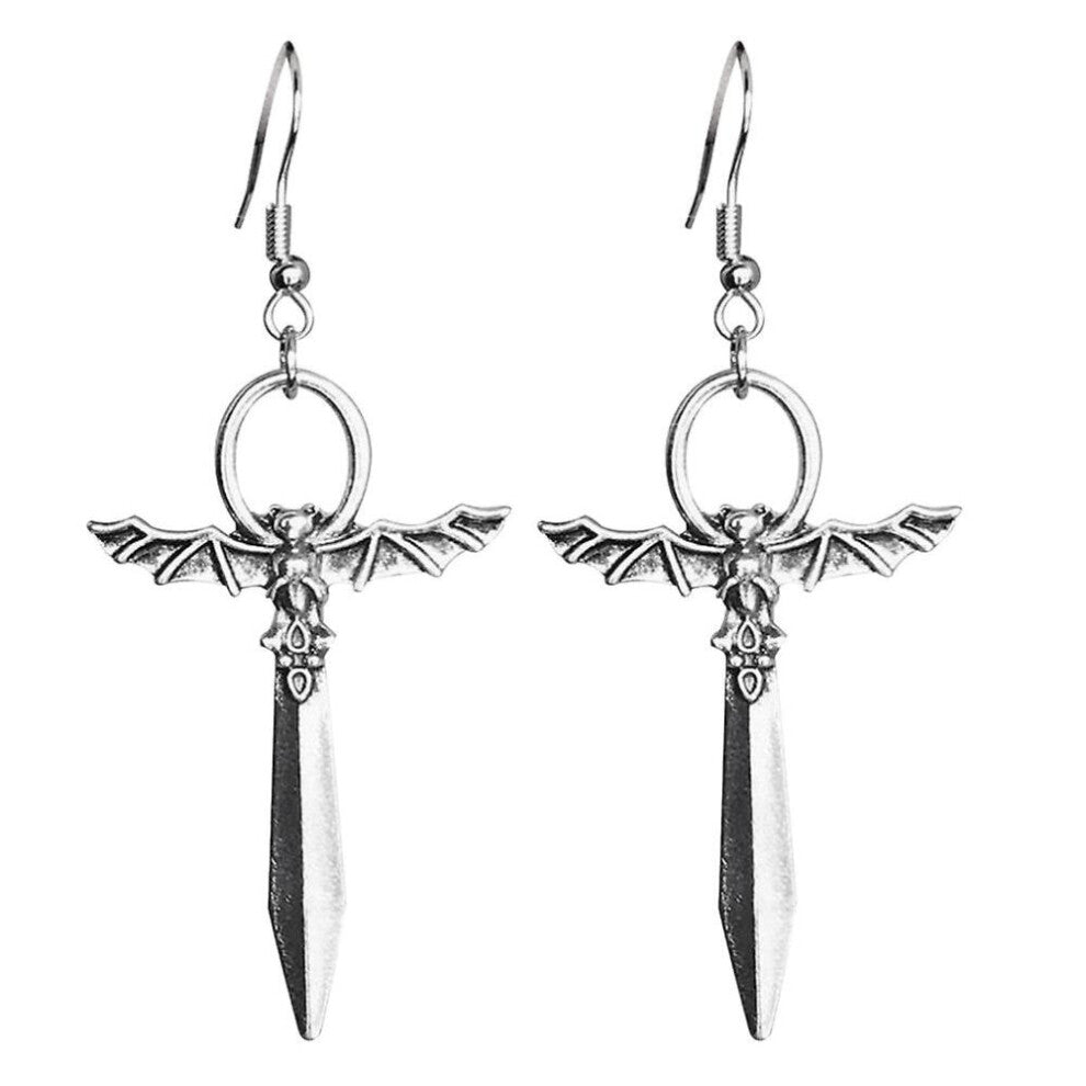 Boucles d'oreilles pendantes en forme d'épées de chauve-souris punk, boucles d'oreilles gothiques en forme de chauve-souris, cadeau d'Hallow