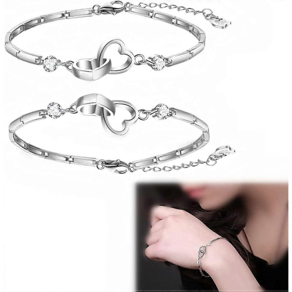 Lot de 2 bracelets cœur pour femme, bracelet « Sœurs par cœur », pour petite amie, maman, meilleure amie, sœur.