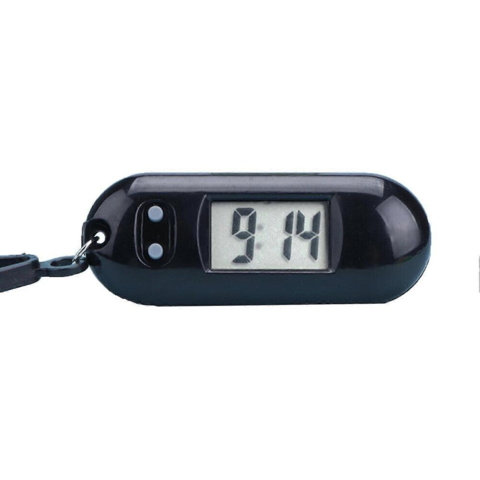 (Black)Electronic Clock Silent Lcd Digital Display Portable Student Exam Study Desktop Clock Keychain Compatible Library City