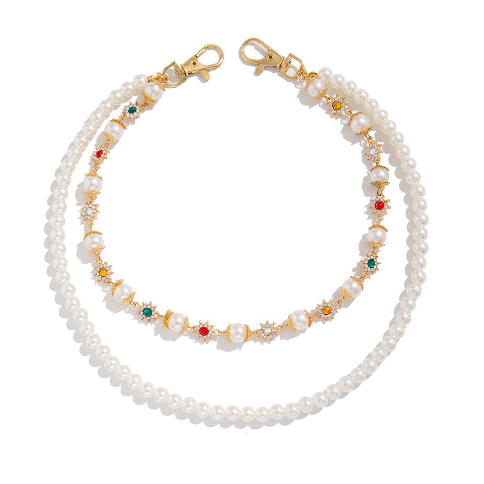 (golden) Bag Accessories Elegant Gold lver Rhinestone Flower Pearl Purse Charms