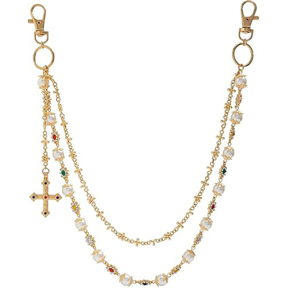 (Golden with cross) Bag Accessories Elegant Gold lver Rhinestone Flower Pearl Purse Charms