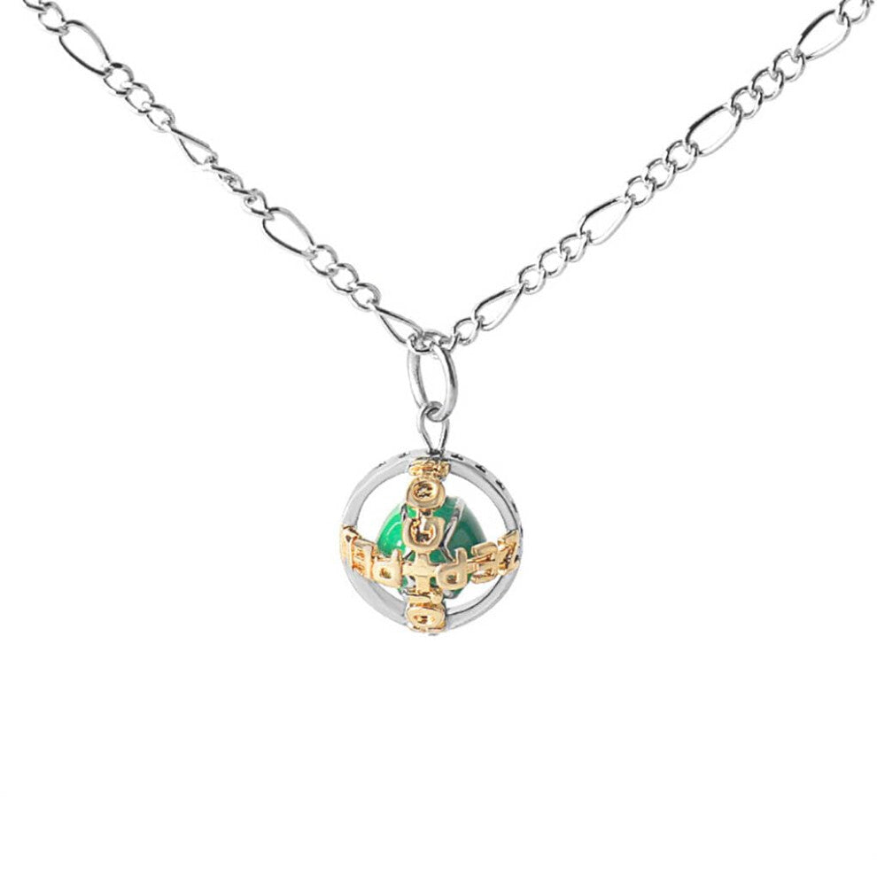 JoJos Adventure Necklace Jonathan Joestar Cosplay Stainless Steel Green Silver Chain Car Pendant Jewelry Accessories