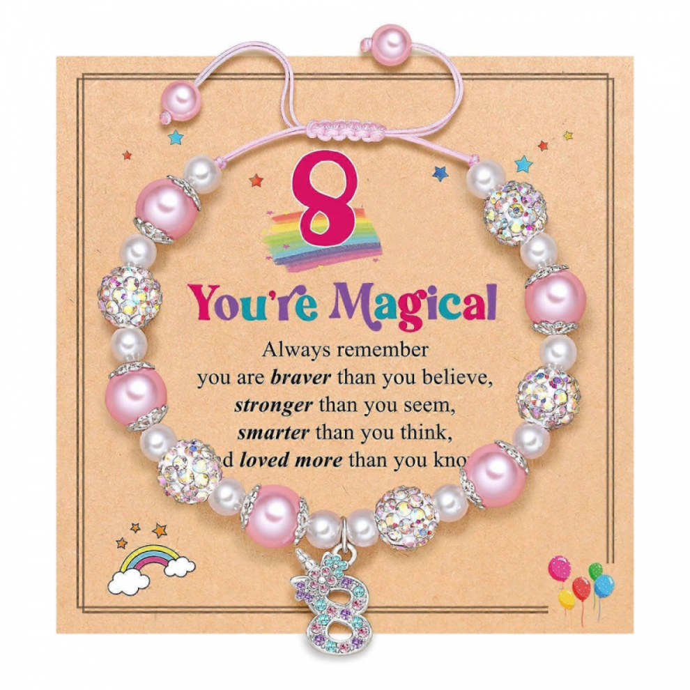 Playful Rainbow Beaded Bracelet Chic Girls Unicorns Bracelet Sparkling Beaded Wristband Jewelry Birthday Present