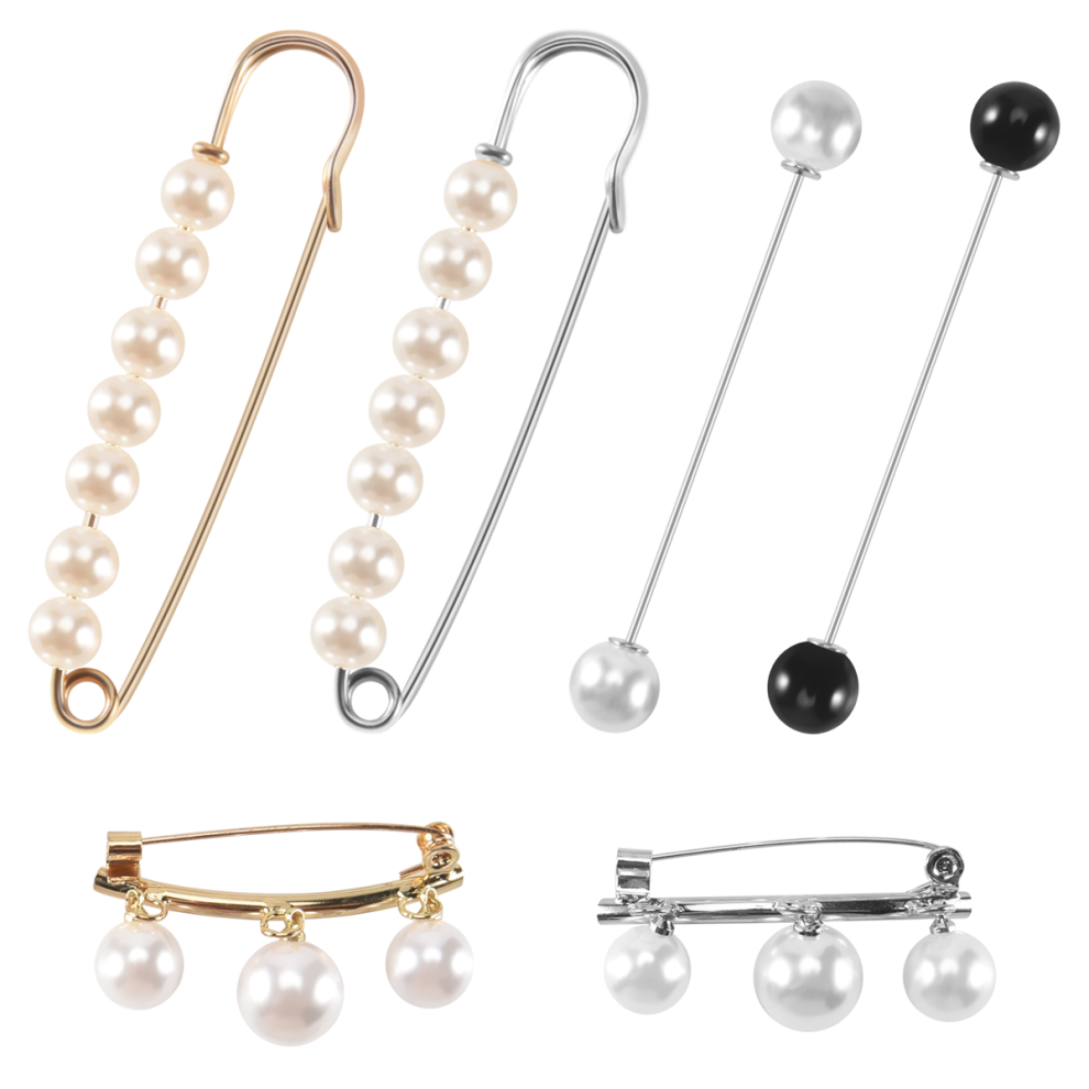 6 Pieces Sweater Shawl Clips Faux Pearl Dresses Cardigan Brooch