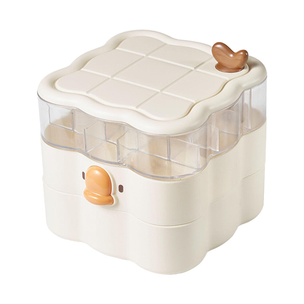 Rotating Multi-Layer Jewelry Box for Earrings and Rings, Space Saving Cosmetic Organizer, Desktop Storage Container