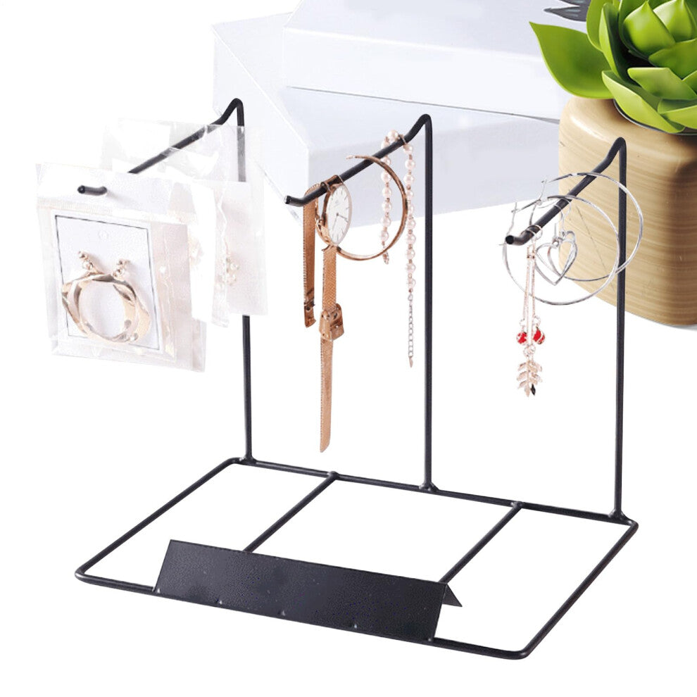Jewellery Organiser - Black Hanging Jewellery Organiser for Vanity Dresser | Earring Hanger and Display Rack for Necklaces and Bracelets