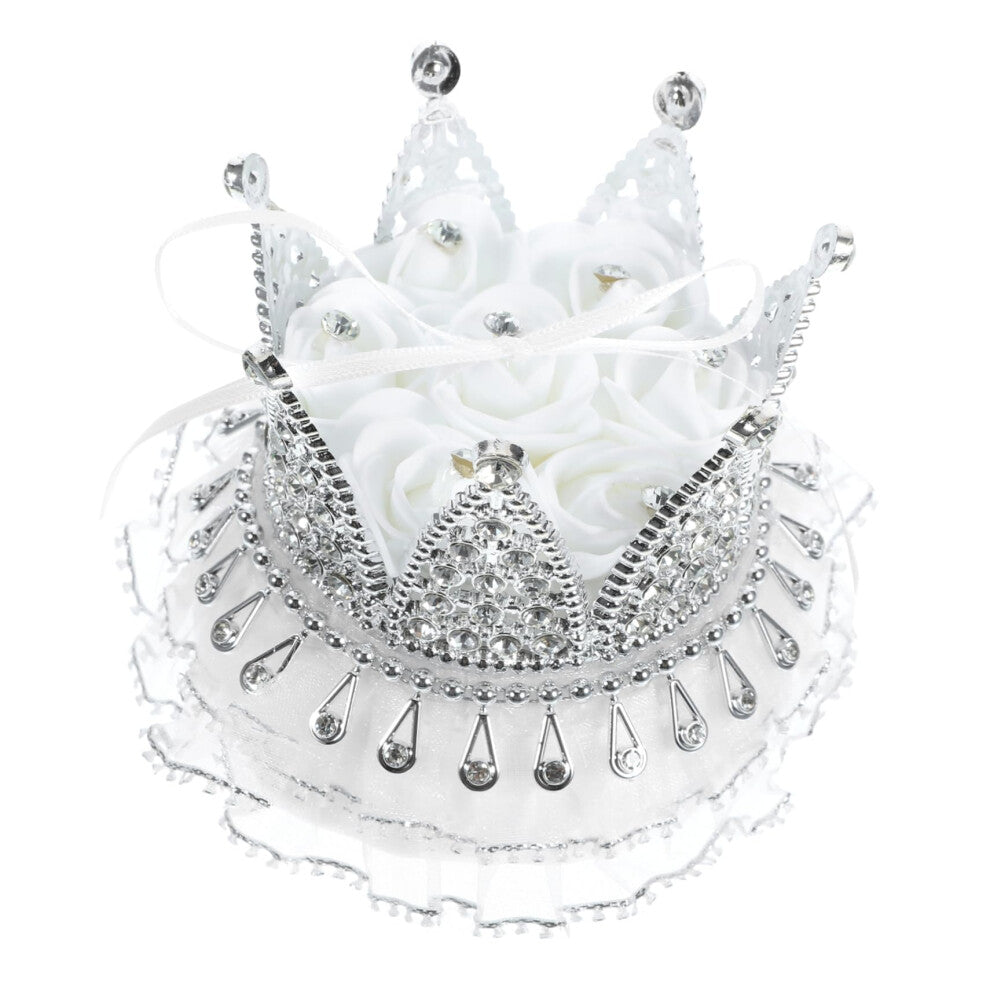 Crown-Shaped Ring Box with Rhinestones for Wedding and Engagement Rings, Elegant Jewelry Storage for Romantic Occasions
