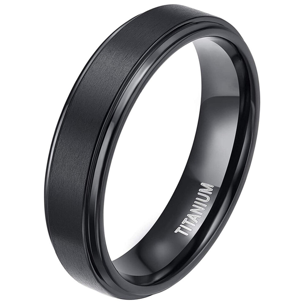 Men's Women's Titanium Engagement Wedding Rings Brushed Black 4mm 6mm 8mm Size 63 (20.1) Stylish Durable Design