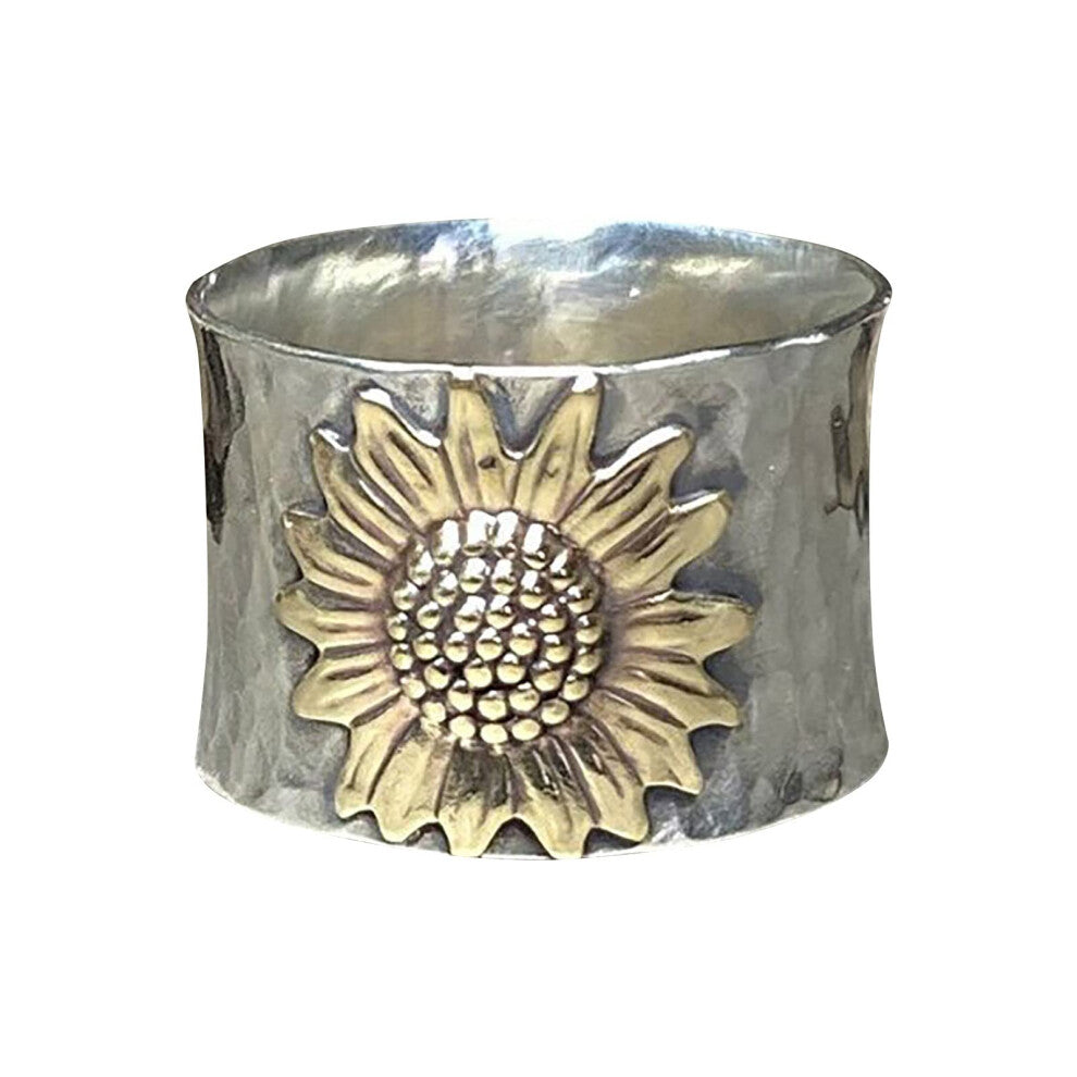 Earrings Small Rings Vintage 18K Gold Piano Notes Engagement Rings Women's Sunflower Engraved Flower D Rings Multicoloured