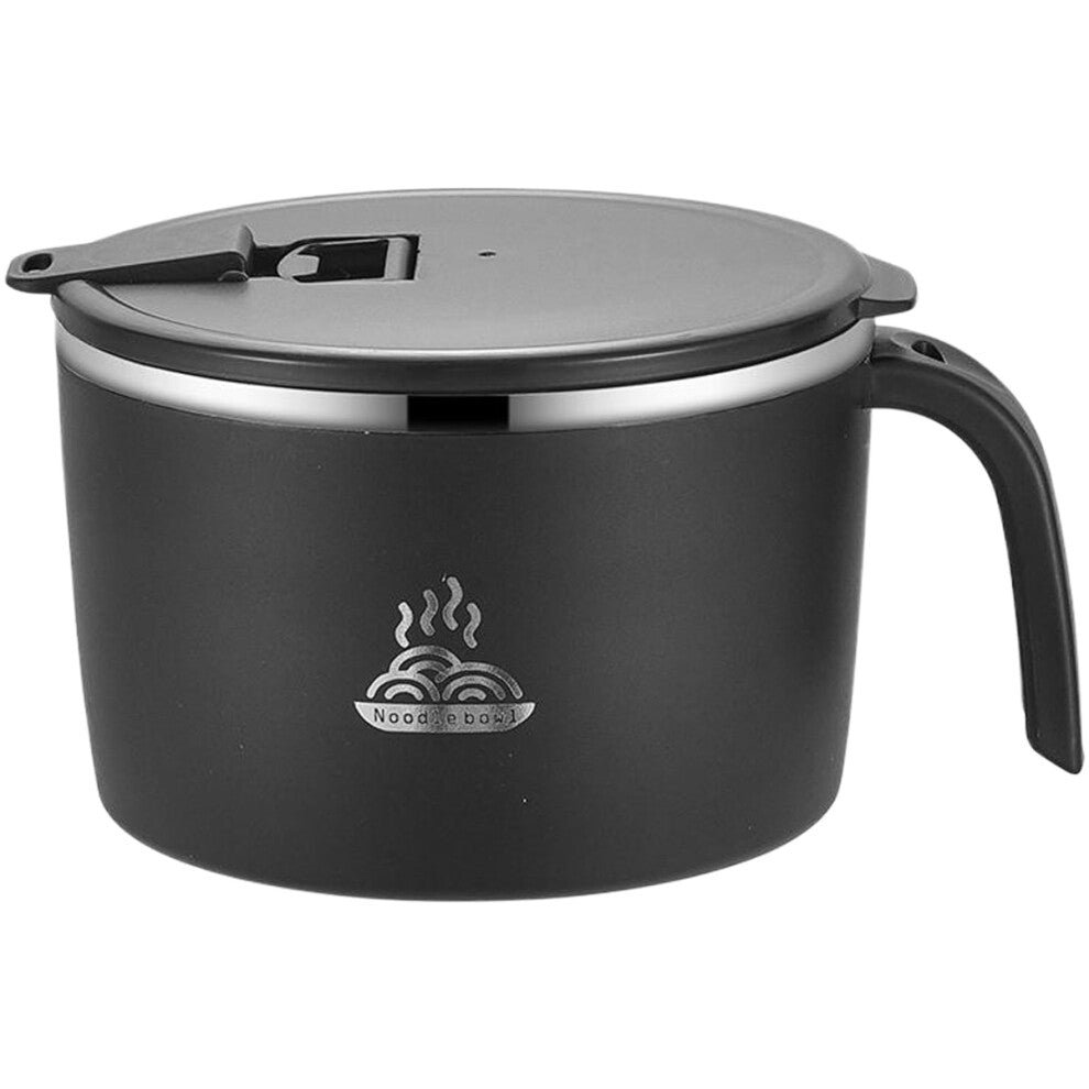 Instant Noodle Bowl 1350 ml Double Wall Stainless Steel Ramen Cooker with Lid Handle and Mobile Phone Holder for Office Dorm