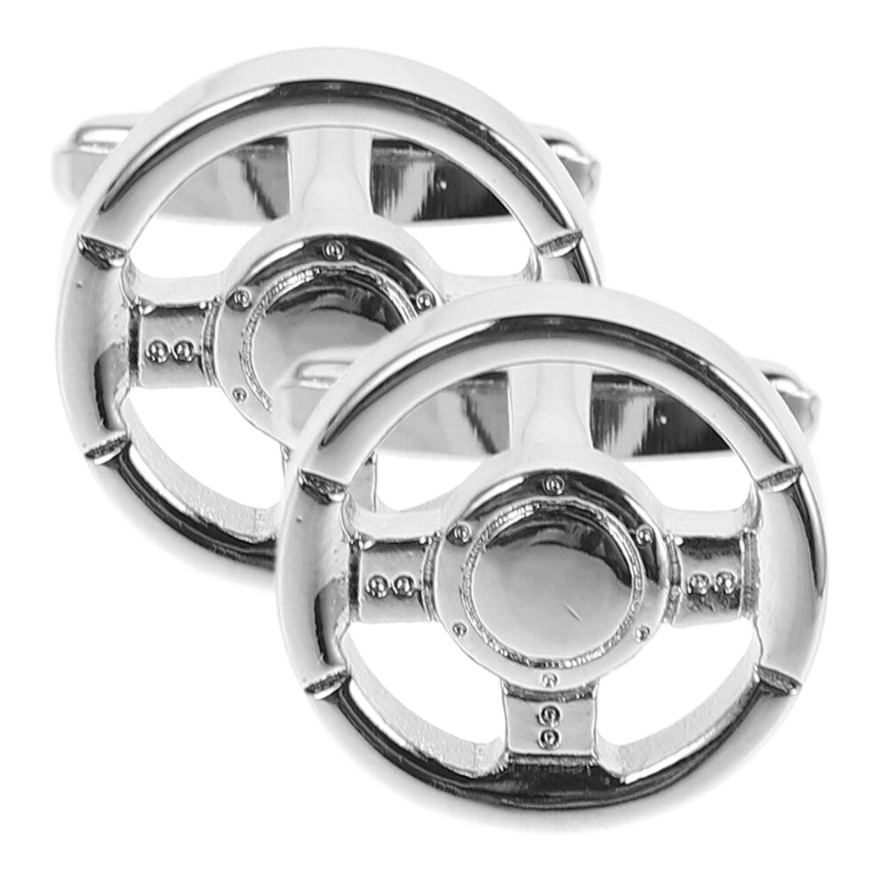 Steering Wheel Cufflinks Man 2.40x2.00x2.00cm Silver