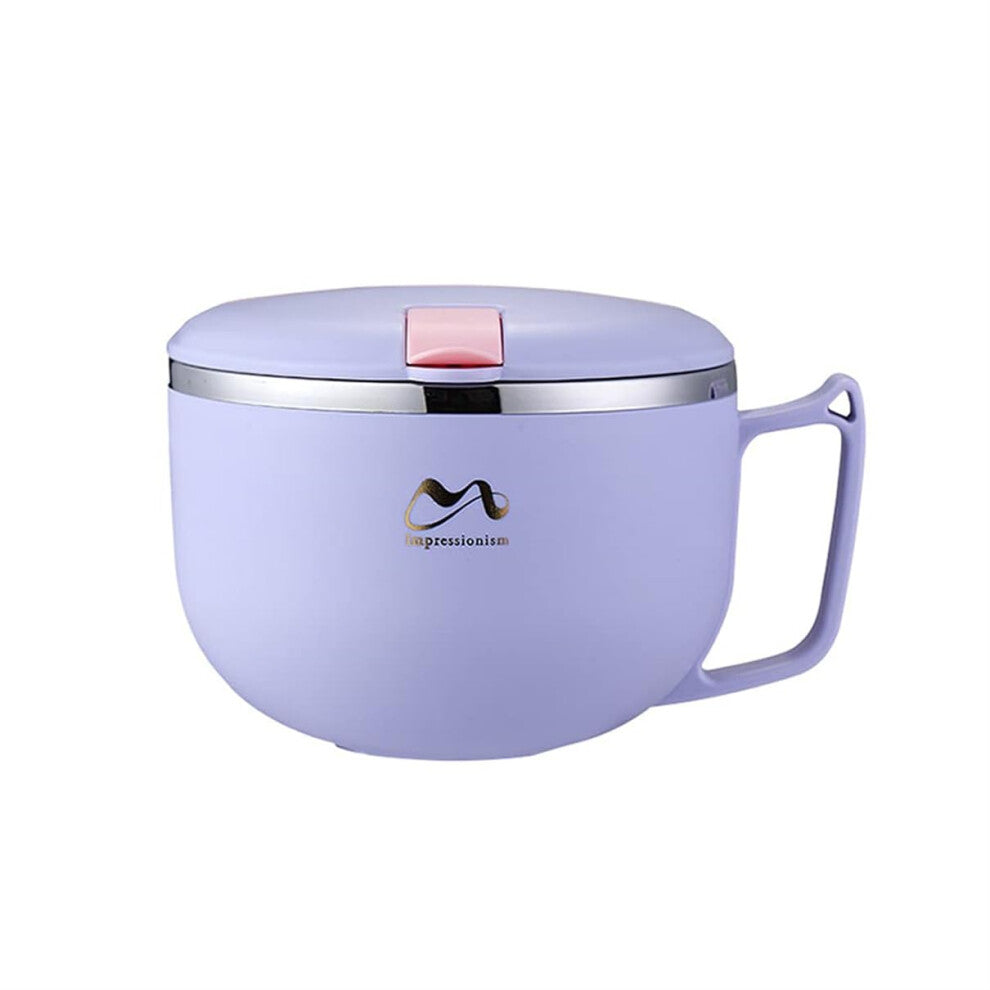 Ramen Bowl 900mL, Small Violet Instant Noodle Bowl with Lid, Microwave Safe Soup Cup for Ramen and Instant Noodles