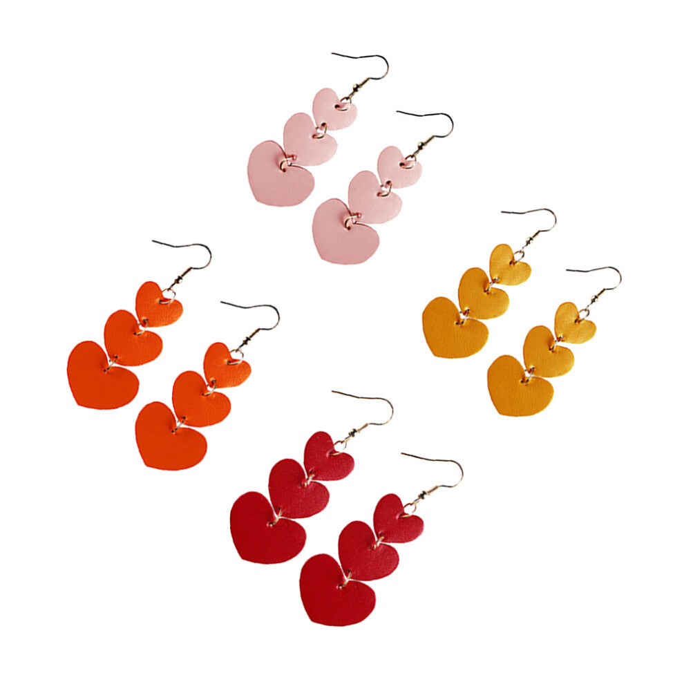 4 Pairs Ear Dangler Romantic Earrings Engagement Lovers Miss