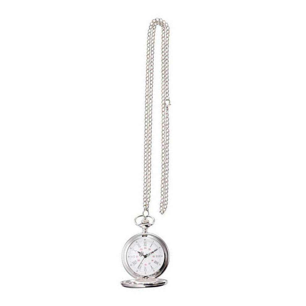Pocket Watch Vintage Classic Men's Sliver Watches Necklace Silver Chain