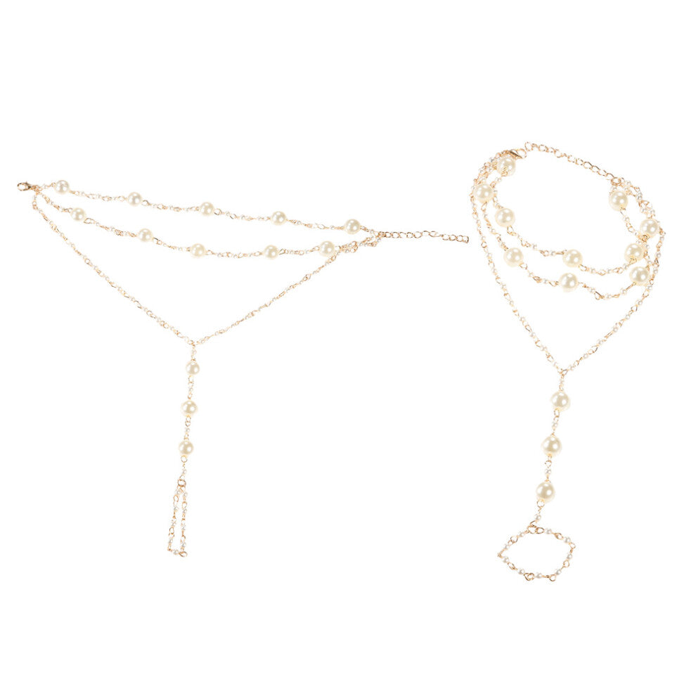 2pcs Beach Pearl Anklet Alloy Wedding Foot Accessories Miss