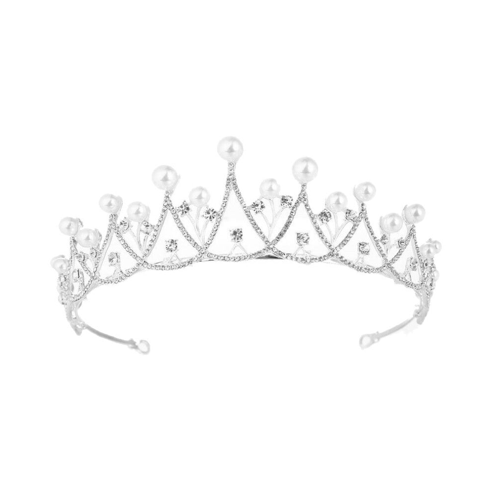 Pearl Rhinestone Crown White Accessories Wedding Banquet