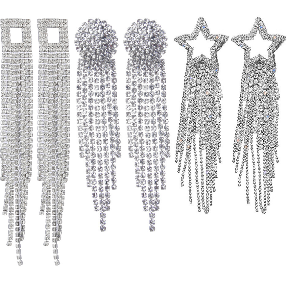 3 Pairs Diamond Earrings Alloy Accessories Girl Miss