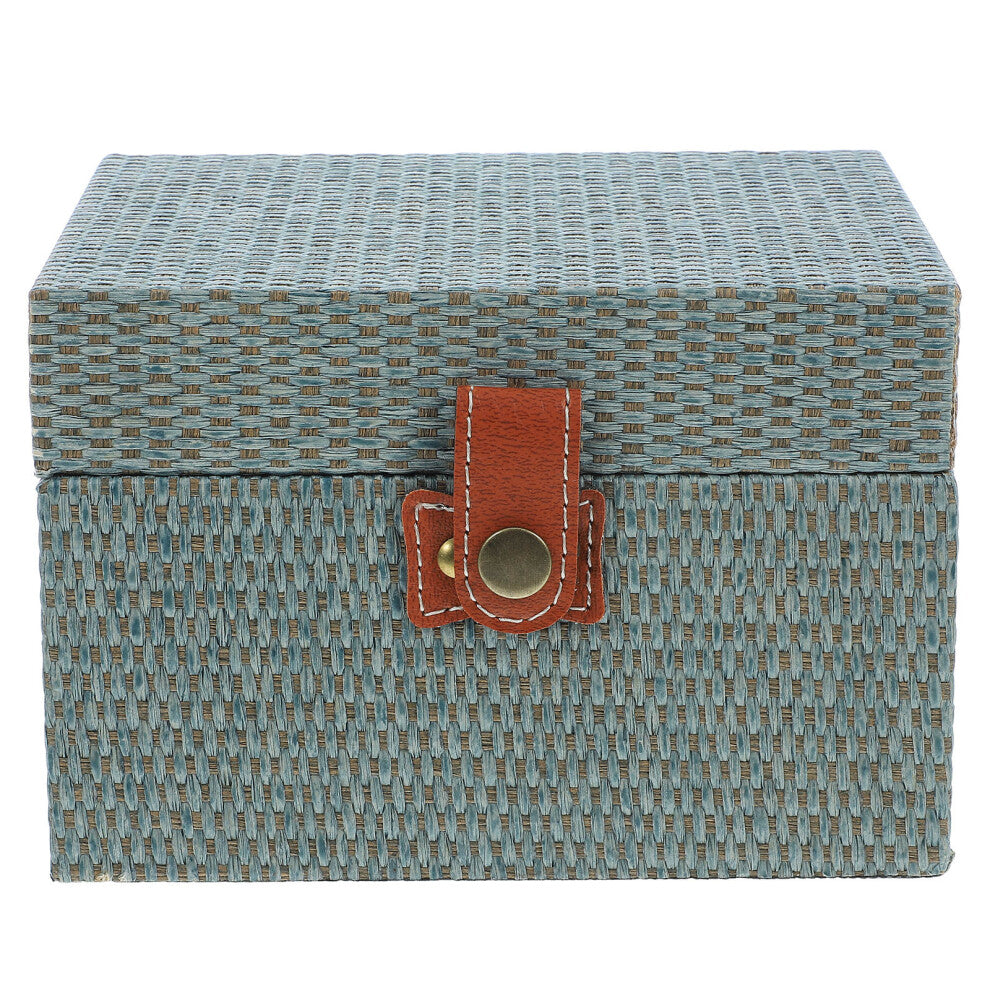 Desktop Storage Box Decorative Lids Baby Jewelry Office Blue