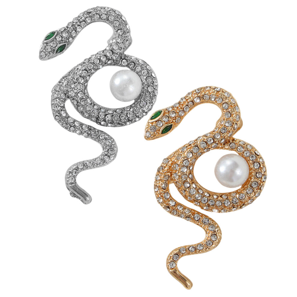 Masteelf 2 Pcs Women's Snake Accessories Snake Brooch 4.60x3.00x1.00cm