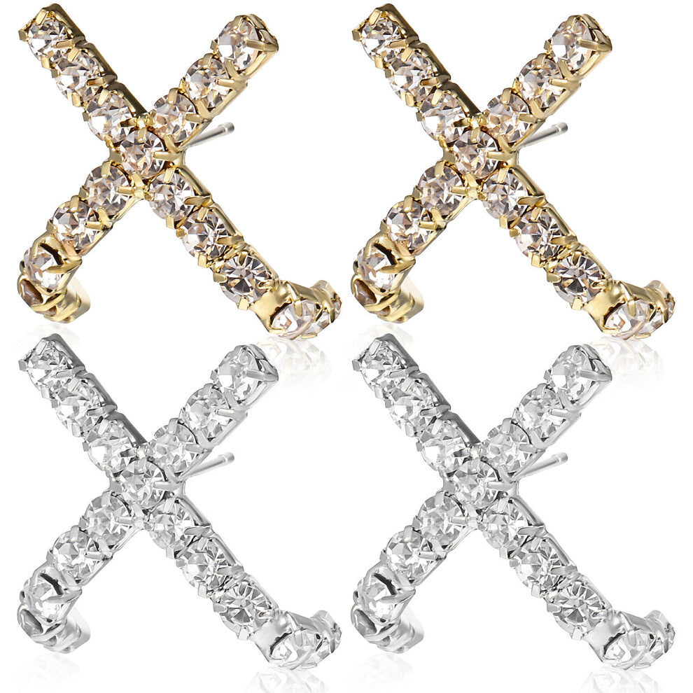 2 Pairs Earrings Hoops Gold Jewelry Nose Rings For Women's S925