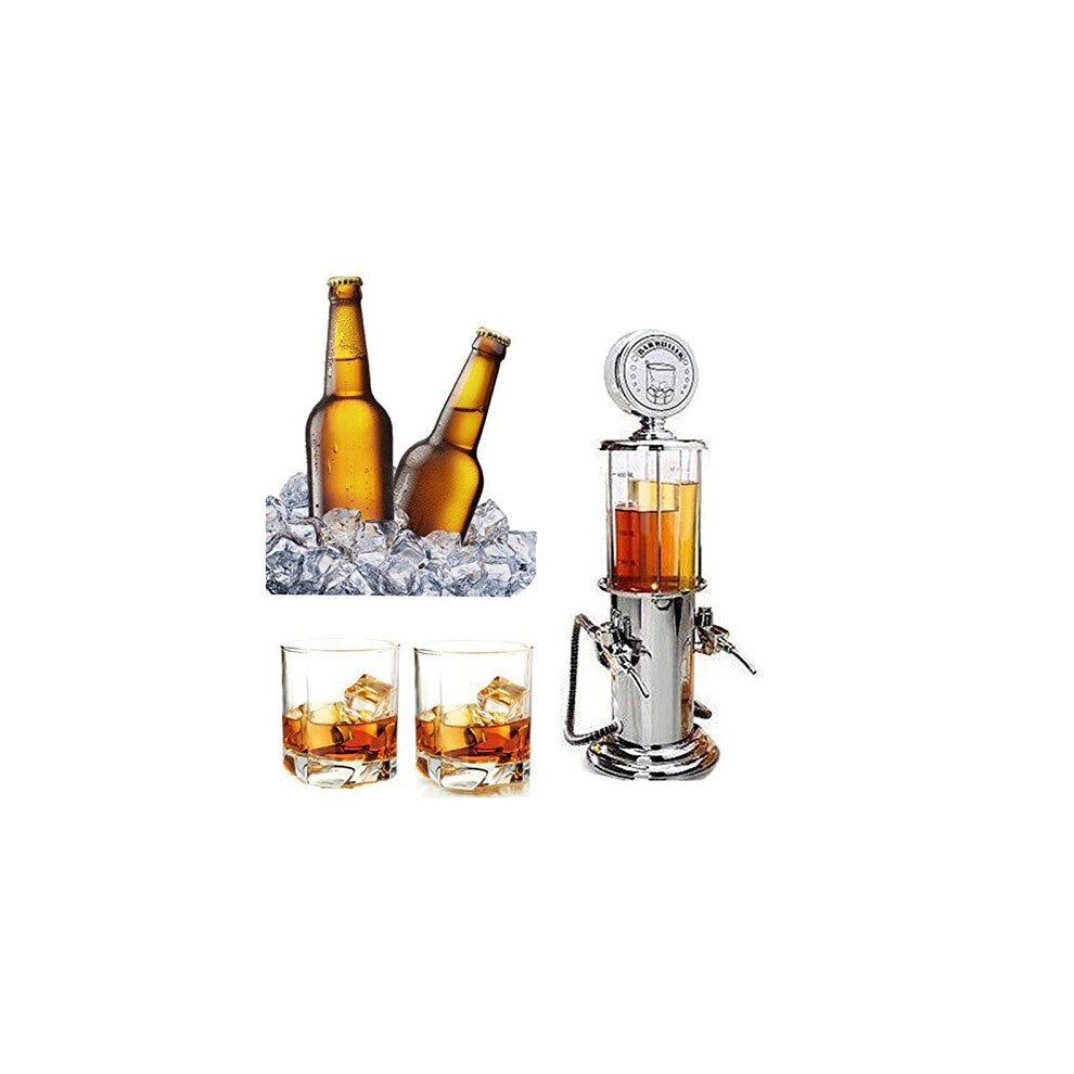 Wine Petrol Station Cocktail Drinks Bartending Double Pumps Liquor Dispenser for Home and Bar Use, 750ml Capacity