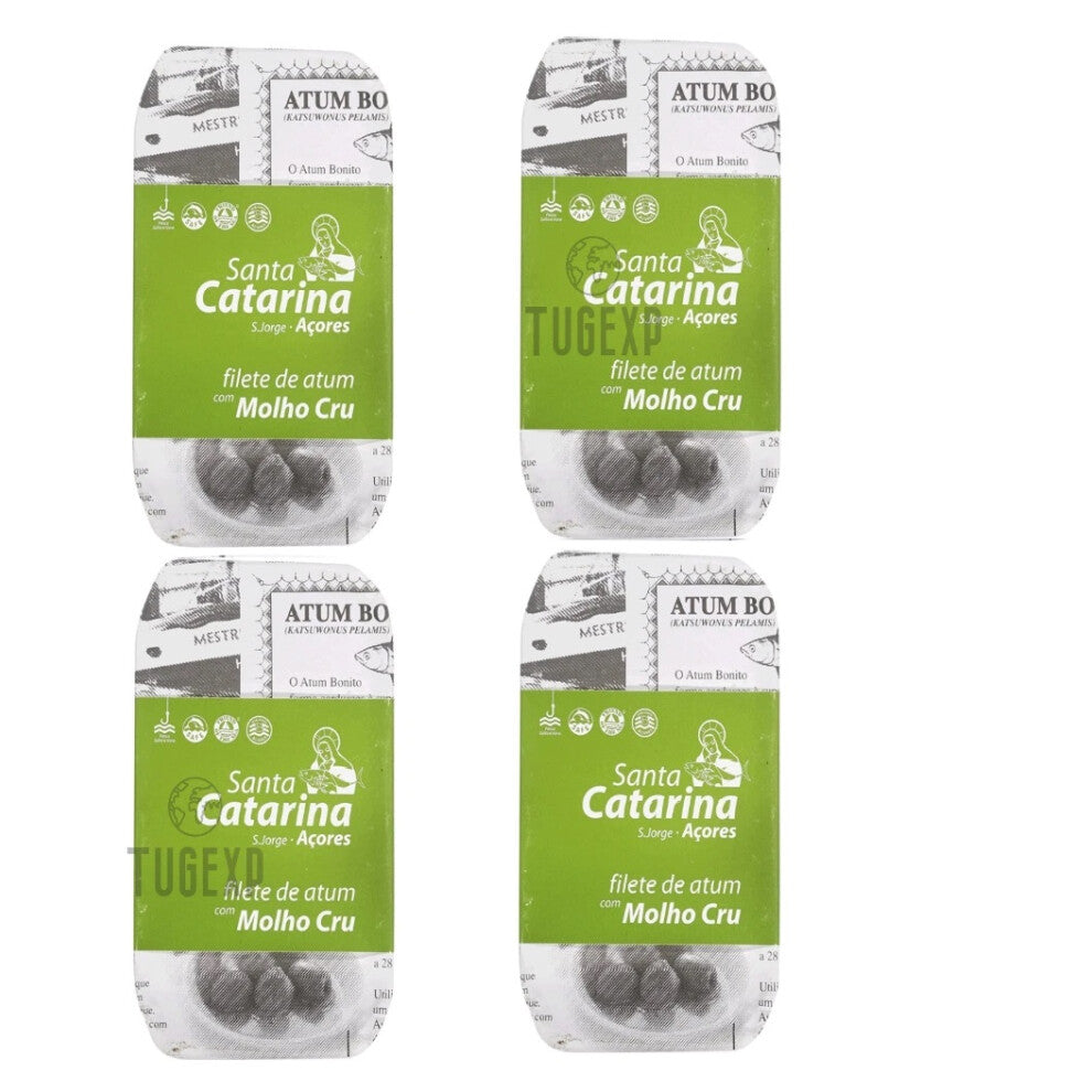 4 Cans Tuna Fish Fillet with Raw Sauce Santa Catarina Azores Portugal