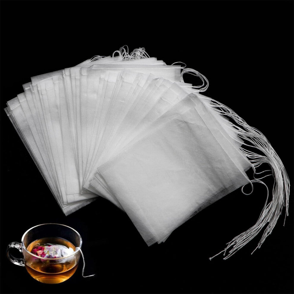 Tea Bags for Loose Tea 7x9 cm Disposable Tea Filter Bags with Drawstring Fine Filter Paper for Coffee and Spices Pack of 100