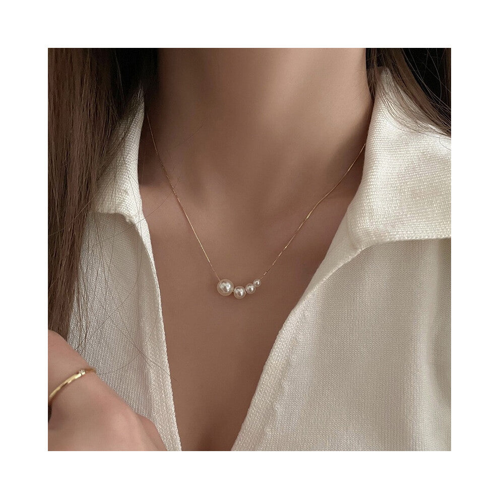 (MY31082) Ins-style pearl necklace, a versatile and niche design for women, exudes a sense of high-end luxury. Collarbone chain, heart-shaped pendant