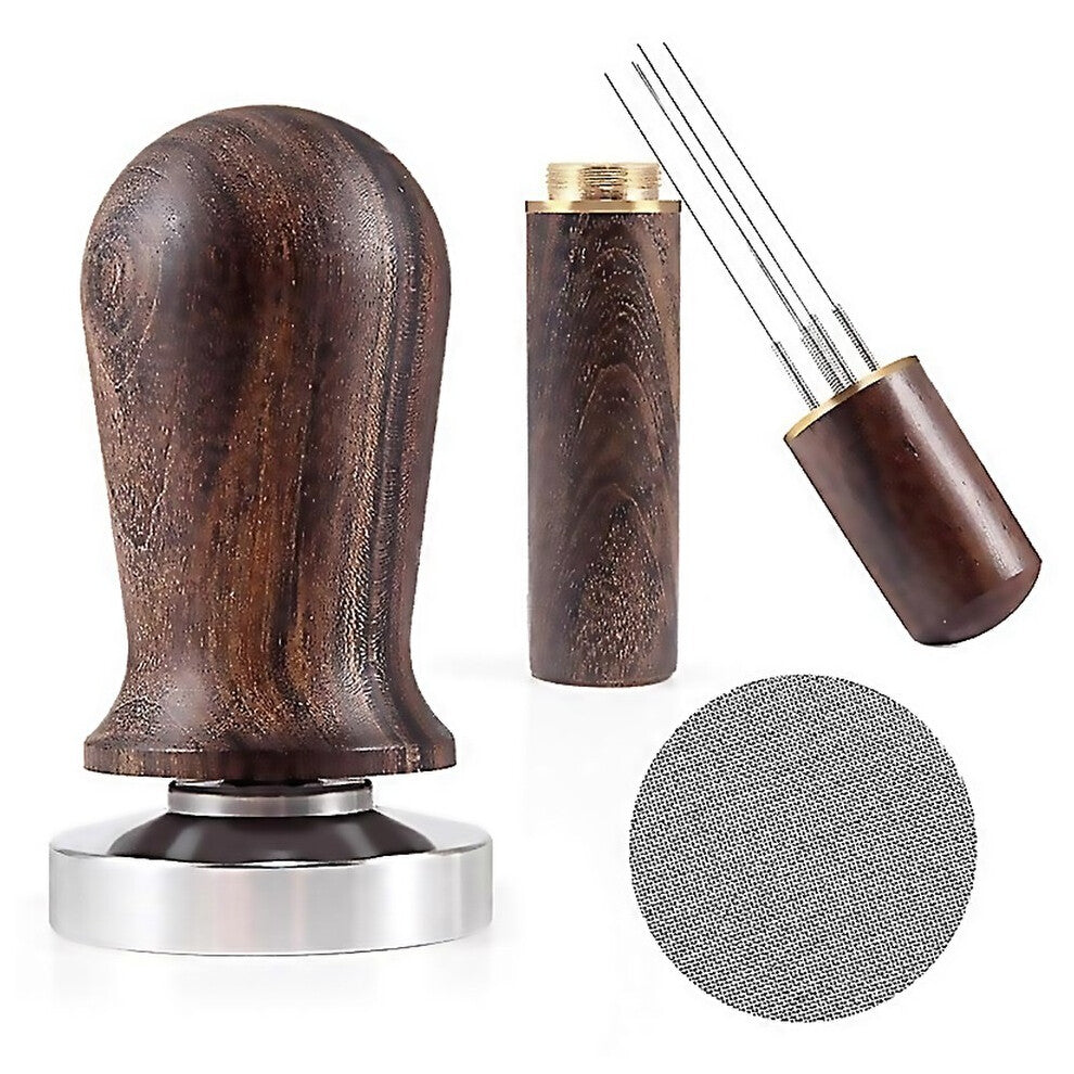 For 51mm Espresso Coffee Tamperstirrer Setwoodenhandle Springloaded Calibrated Tamper With Premium