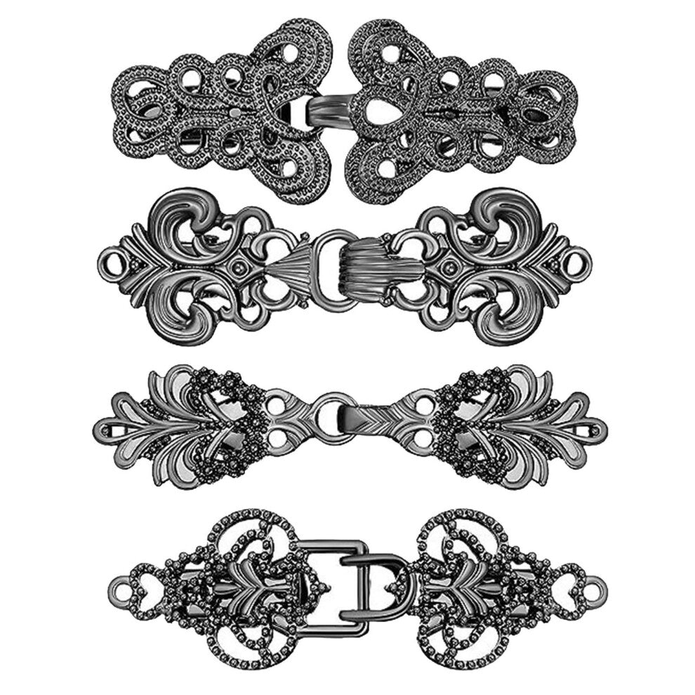 (Black) 4 Pieces Sweater Clips Decorative Clips Fasteners for Cardigan Shawl