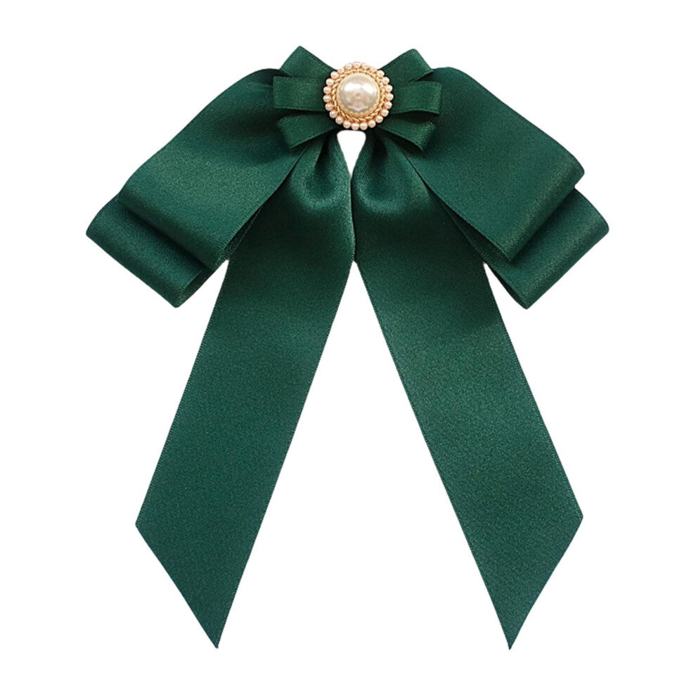 (Deep Green) Women's Pre Tied Bowknot Brooch Stylish Neckties Pin for Scarf Shirts