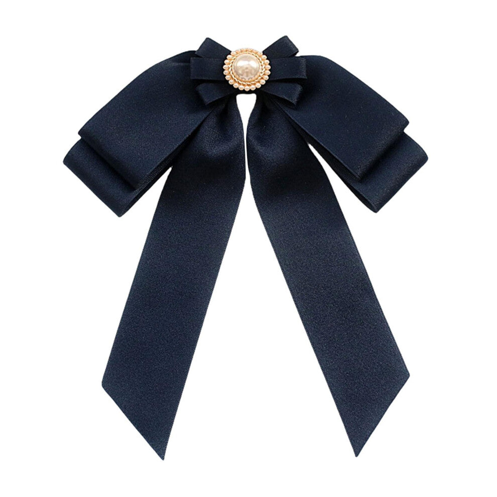 (Deep Blue) Women's Pre Tied Bowknot Brooch Stylish Neckties Pin for Scarf Shirts