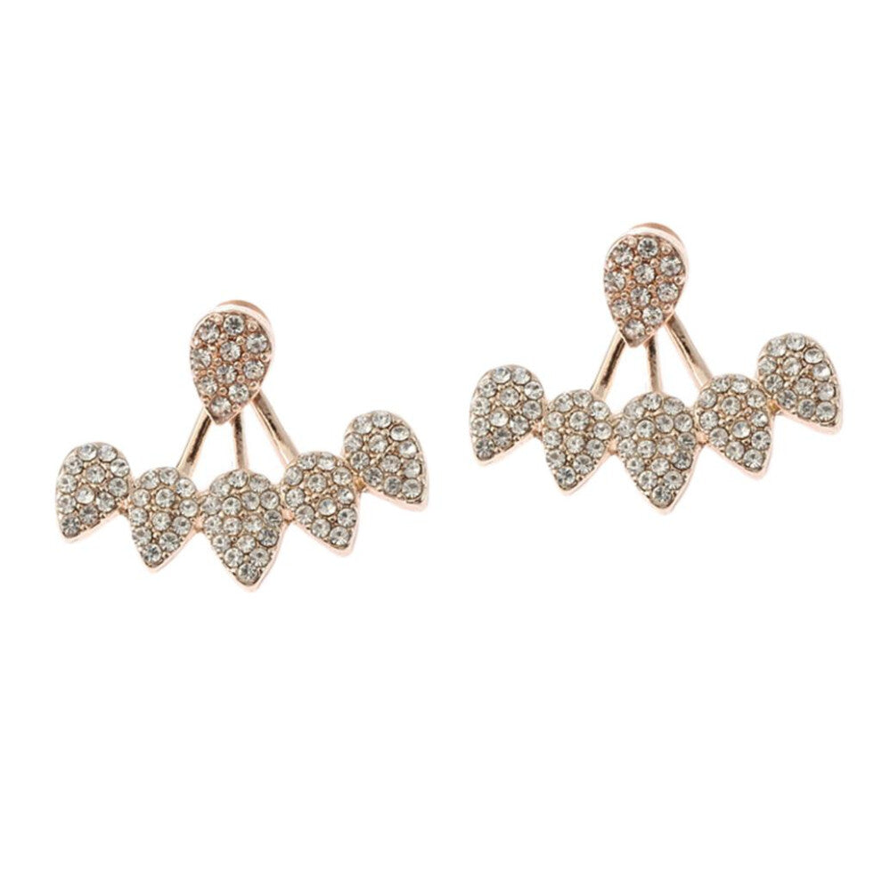 Crystal Earrings Ear Jacket Front Back Ear Cuffs Stud Earring Rose