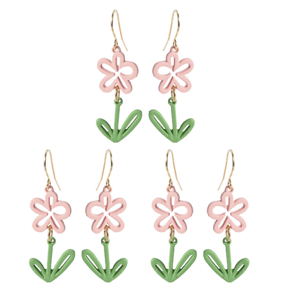 Women's Ear Accessories Pink 3 Pairs Small Flower Earring