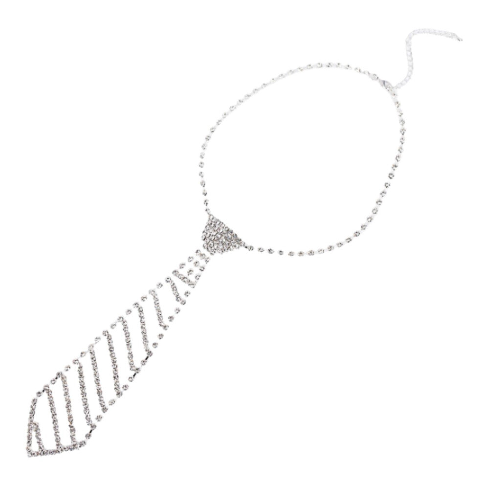 Rhinestone Necklace Tie Clothing Accessories Long Narrow Shiny Glitter