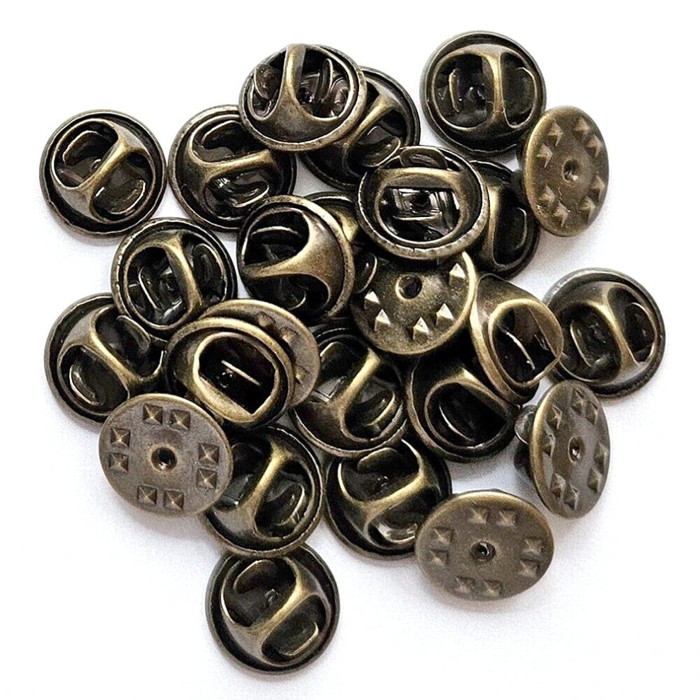 25 Copper Brown Butterfly Clips for Metal Pin Badges, Durable Clasps, 20mm Size, Perfect for Crafting and Accessories