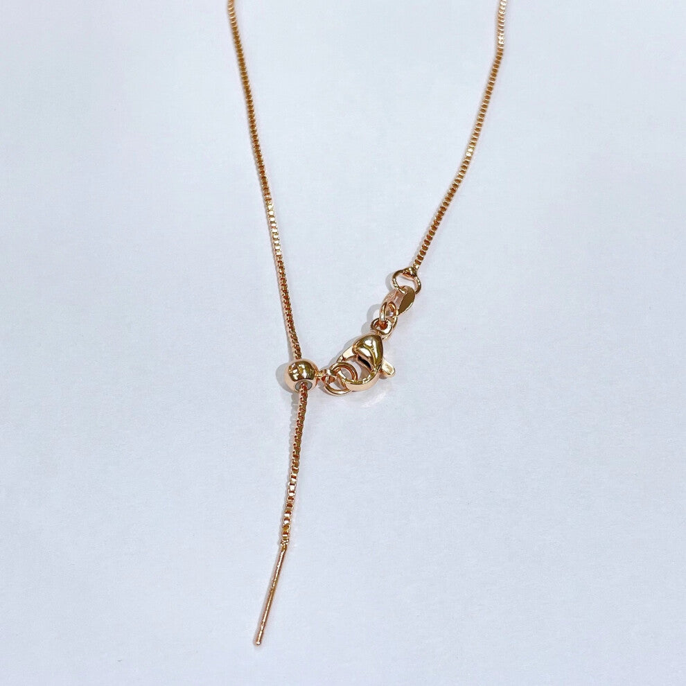 (Box chain rose gold, The collarbone chain is 45cm long and made of real gold with electroplating) 18k gold-plated color-preserving needle universal c