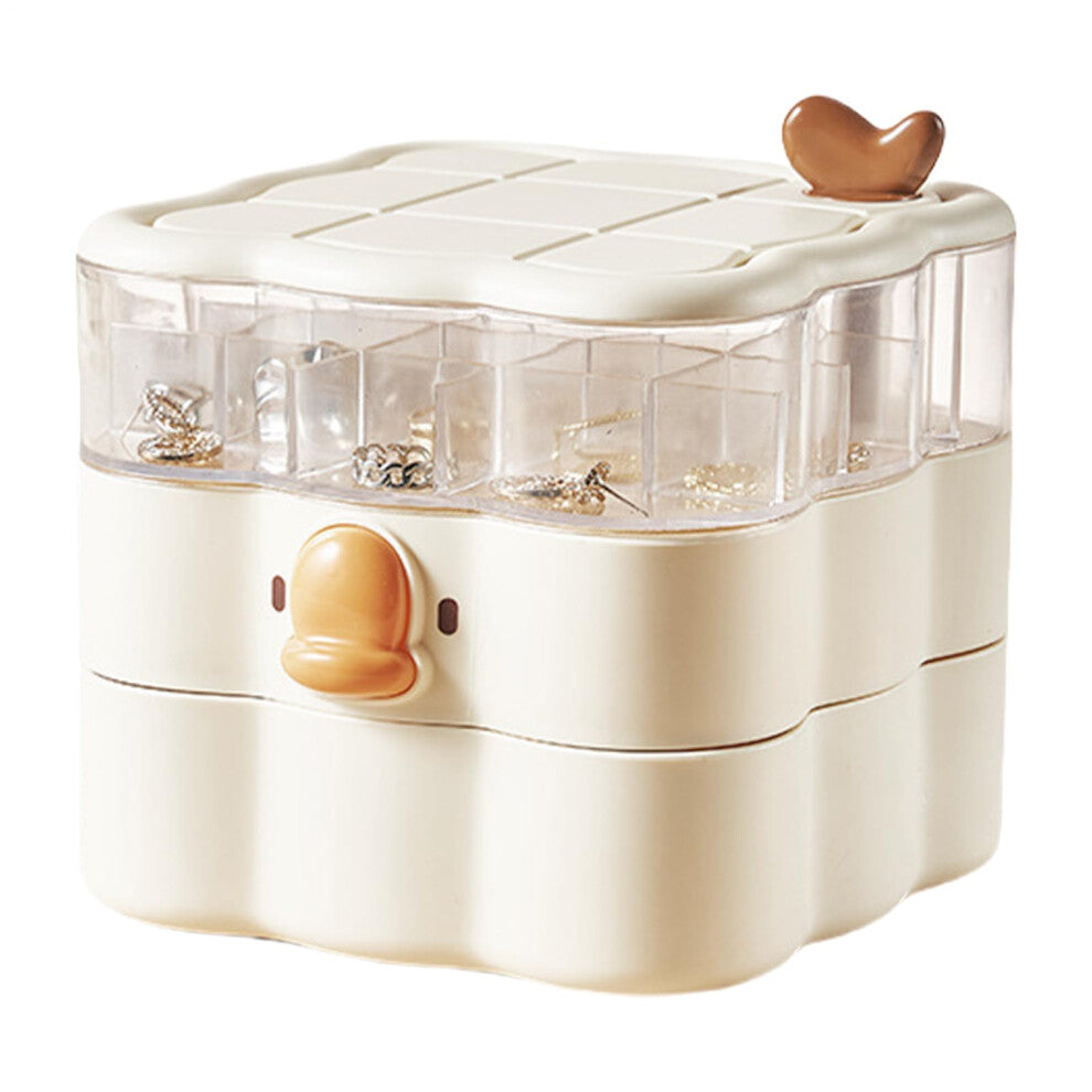 Compact Jewelry Organizer, Earring Storage and Display Box | Rotating Box with Lid for Watches, Bracelets, Necklaces, Girls and Women