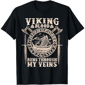 Tatouage Viking Manches Ajustées Motif Art graphique Pour Homme Adulte Halloween Carnaval Mascarade Estampage à chaud Casual Quotidien