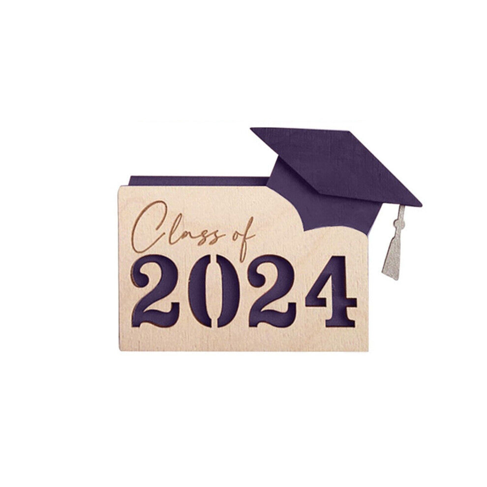 (Purple) Elegant Wooden Graduation Card Holder For Special Occasions Graduation