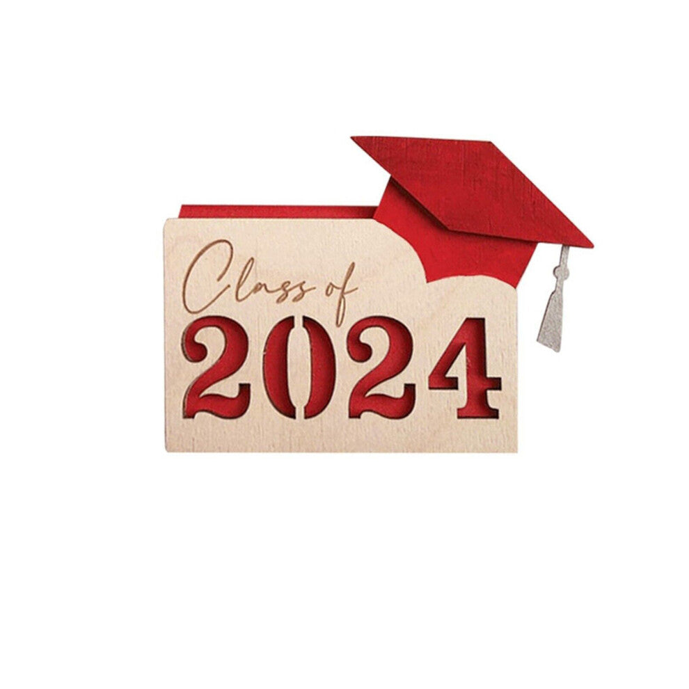 (Red) Elegant Wooden Graduation Card Holder For Special Occasions Graduation