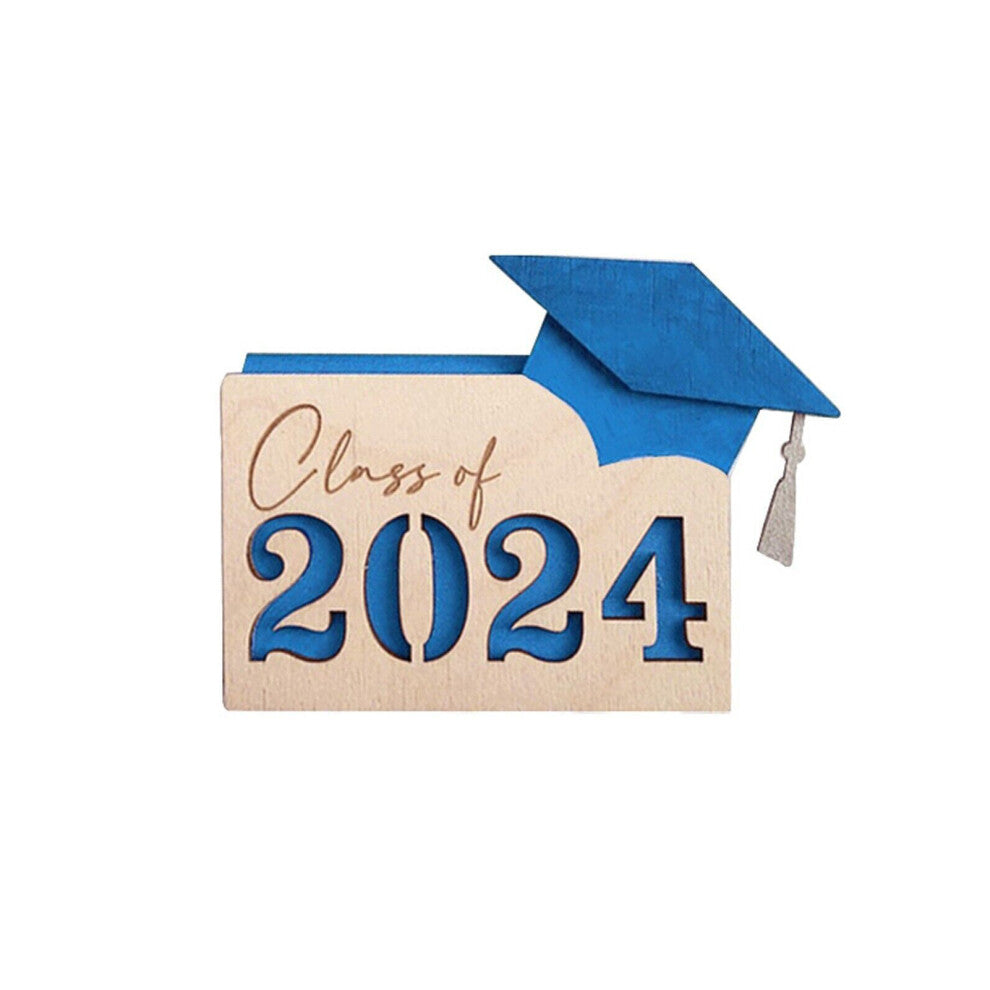 (Blue) Elegant Wooden Graduation Card Holder For Special Occasions Graduation
